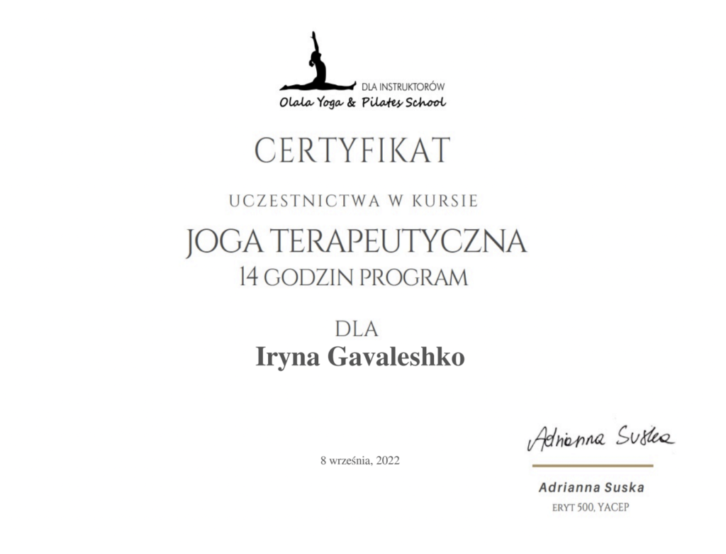 Joga terapeutyczna (ERYT 500)